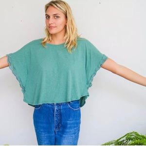 emerald green batwing blouse